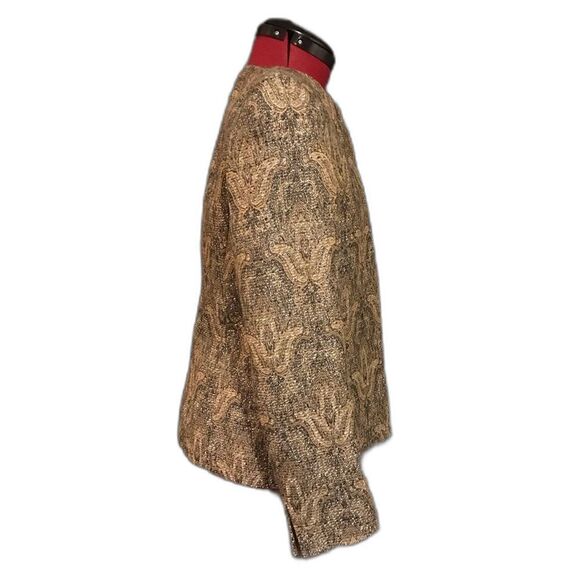 Kasper Blazer Women Size 2P Brown Metallic Tapestry Open Front Long Sleeve - Picture 2 of 8